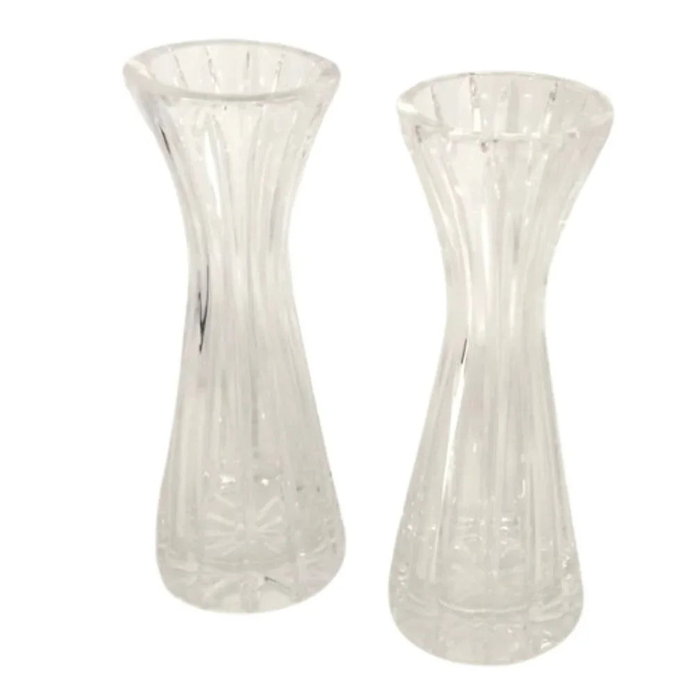 VINTAGE Pair of Matching Sparkling Crystal Bud Vases~ 6.4” tall - Picture 2 of 4